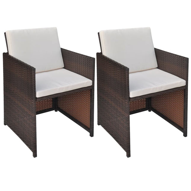 havestole 2 stk. med hynder og puder polyrattan brun
