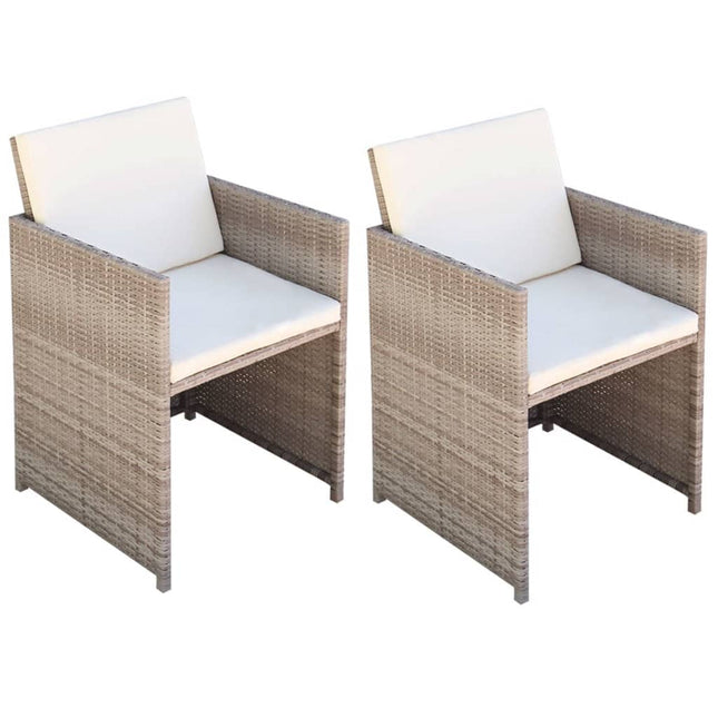 havestole 2 stk. med hynder og puder polyrattan beige