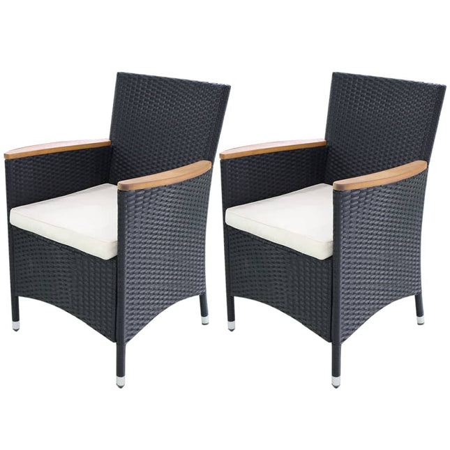 havestole 2 stk. med hynder polyrattan sort