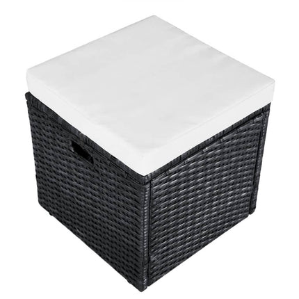 haveloungesæt 4 dele med hynder polyrattan sort