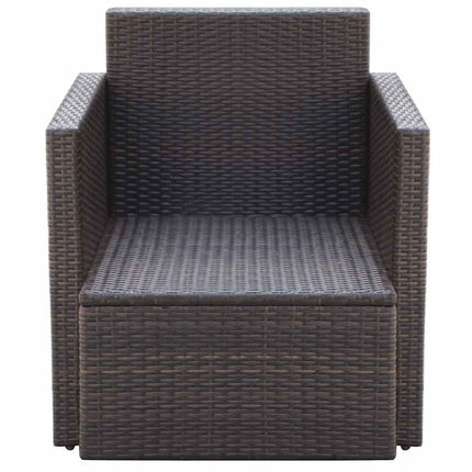 havestol med hynder polyrattan brun