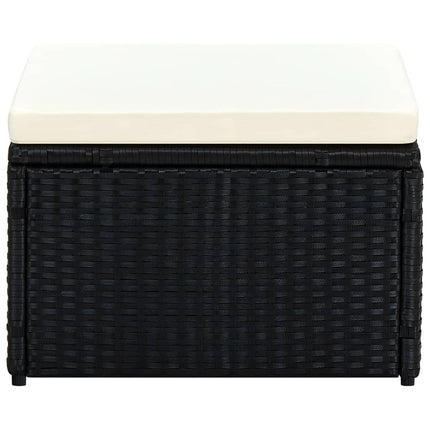 fodskammel ottoman i polyrattan 53 x 53 x 30 cm sort