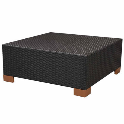 haveloungesæt 7 dele med hynder polyrattan sort