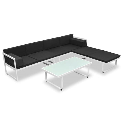 haveloungesæt 4 dele med hynder aluminium sort