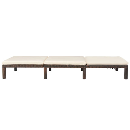liggestol med hynde polyrattan brun