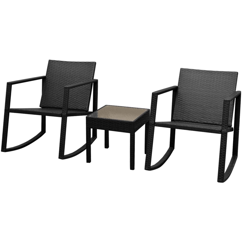bistrost 3 dele polyrattan sort