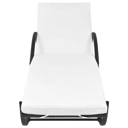 liggestol med hynde polyrattan sort