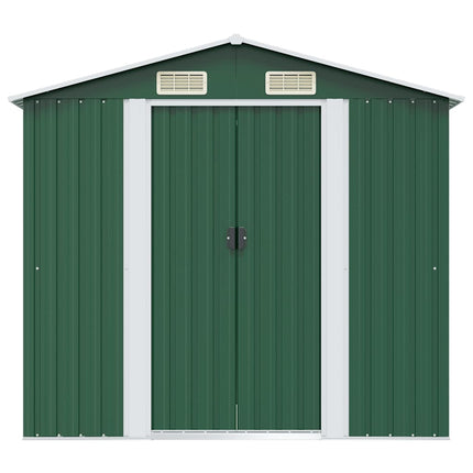 opbevaringsskur til haven 204x132x186 cm metal grøn