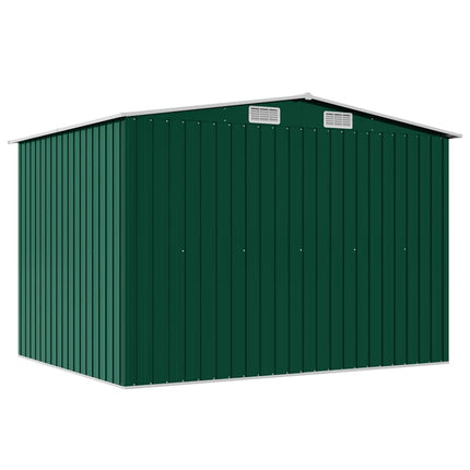 opbevaringsskur til haven 257x205x178 cm metal grøn