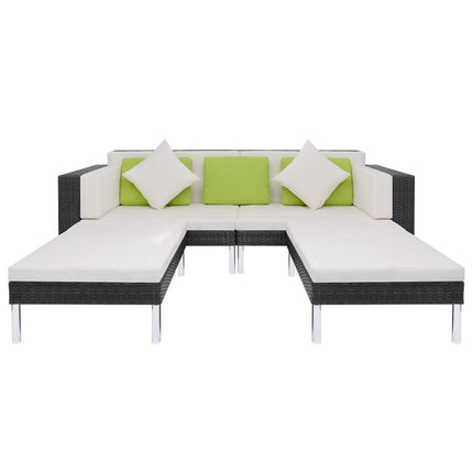 haveloungesæt 4 dele med hynder polyrattan sort