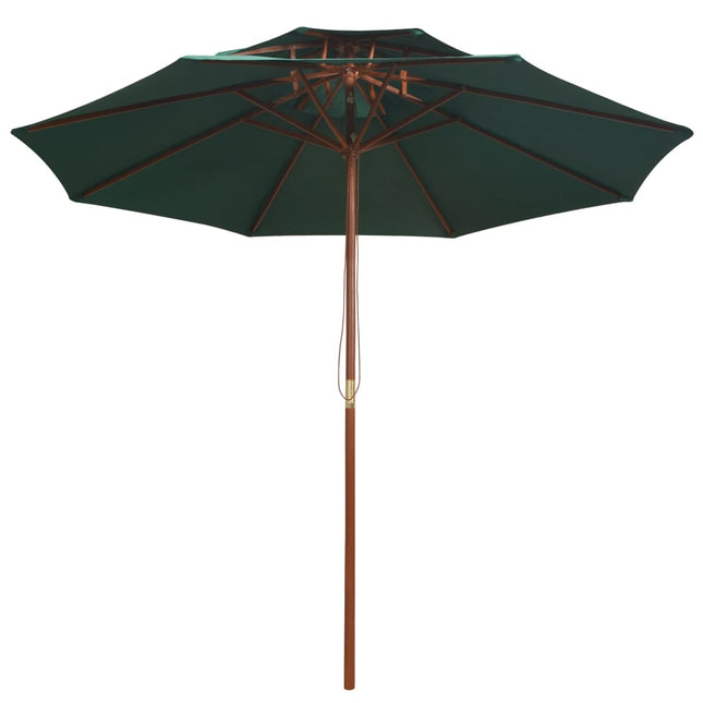 parasol 270x270 cm 2 niveauer træstang grøn