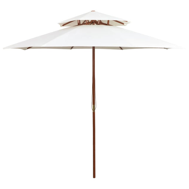 parasol 270x270 cm 2 niveauer træstang cremehvid