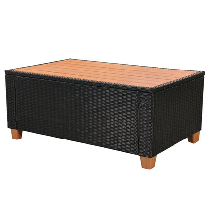 haveloungesæt 7 dele med hynder polyrattan sort