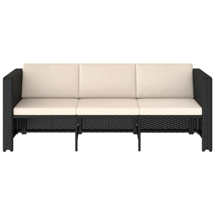 haveloungesæt 4 dele med hynder polyrattan sort