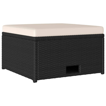 haveloungesæt 4 dele med hynder polyrattan sort