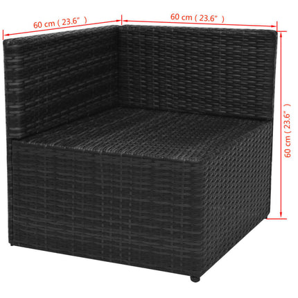 haveloungesæt 5 dele med hynder polyrattan sort