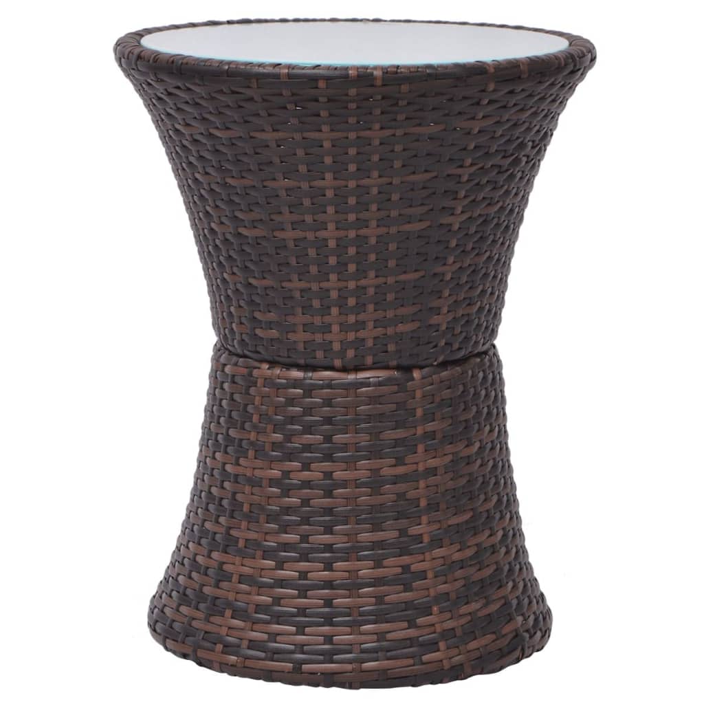 bistrosæt 3 dele med hynder polyrattan brun