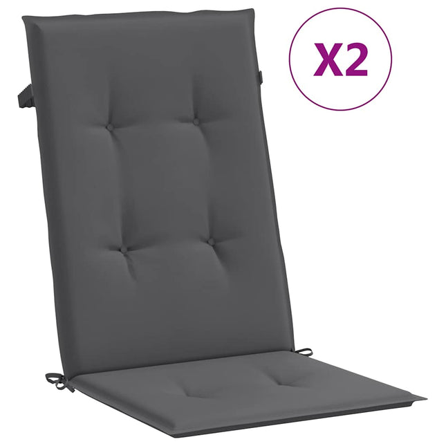 stolehynder m. høj ryg 2 stk. 120x50x2 cm stof antracit