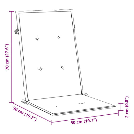 stolehynder m. høj ryg 4 stk. 120x50x2 cm stof cremefarvet