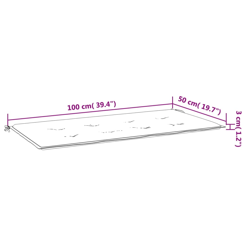 hynde til havebænk 100x50x3 cm oxfordstof blå