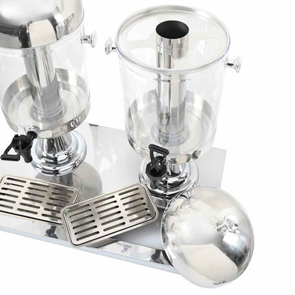 dobbeltjuicedispenser rustfrit stål 2 x 8 l