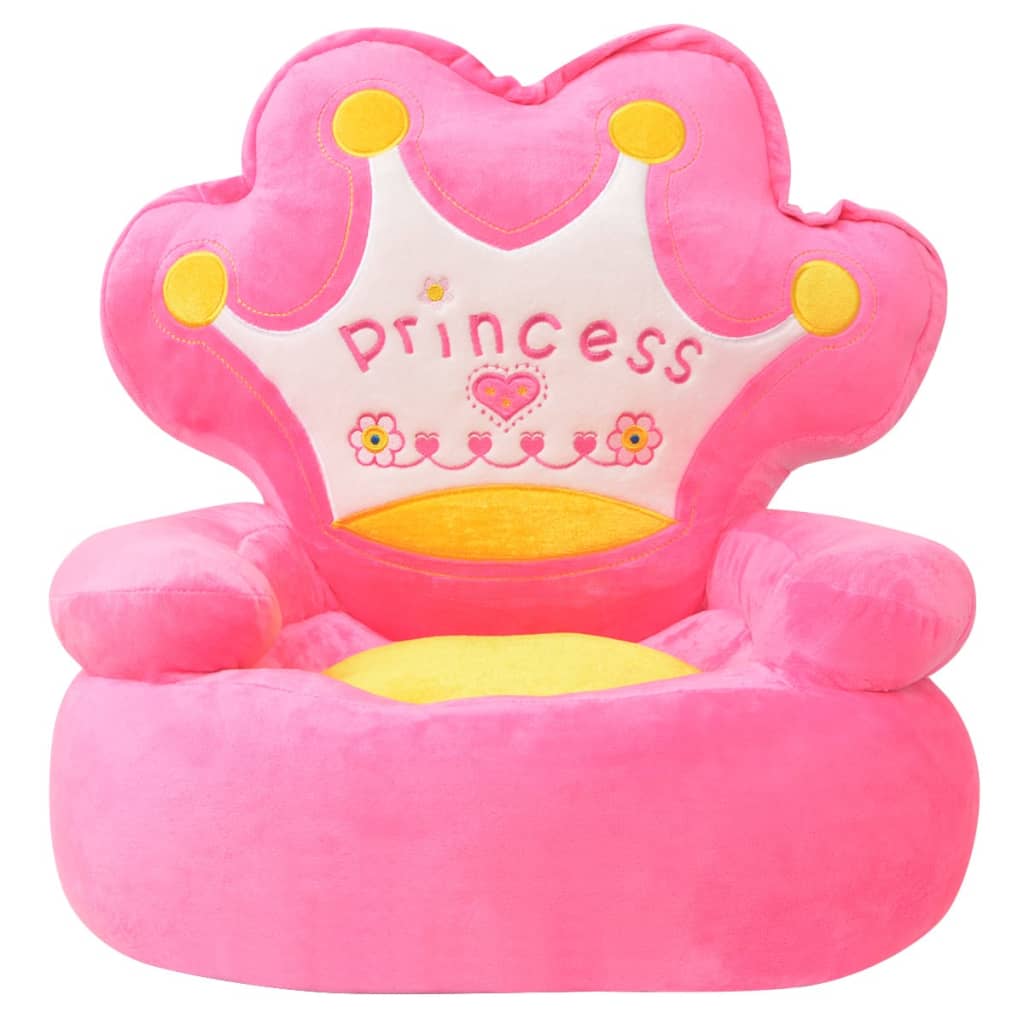 børnestol i plys princess pink