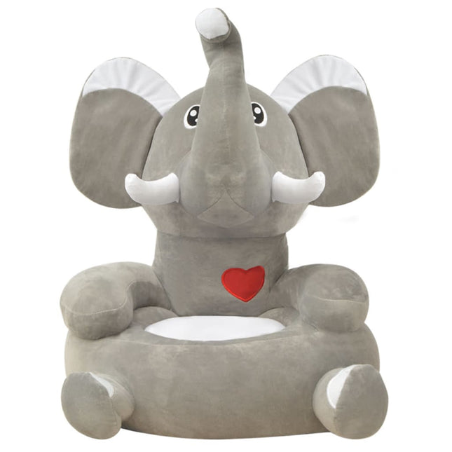børnestol i plys grå elefant