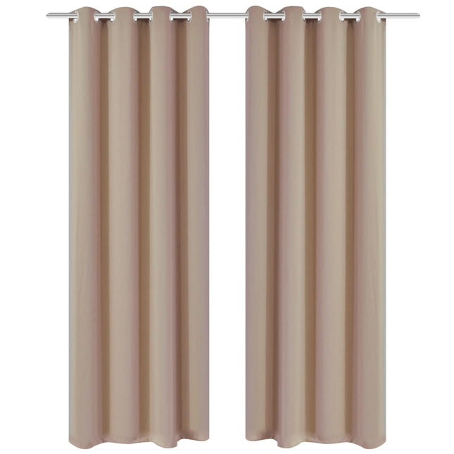 mørklægningsgardiner 2 stk. med metalsnøreringe 135x175 cm cremefarvet