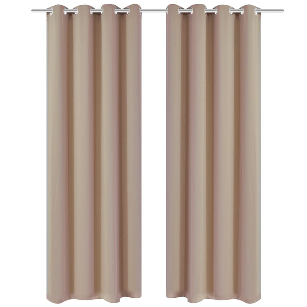 mørklægningsgardiner 2 stk. med metalsnøreringe 135x175 cm cremefarvet