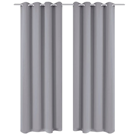 mørklægningsgardiner 2 stk. med metalsnøreringe 135x175 cm grå