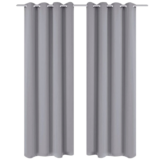 mørklægningsgardiner 2 stk. med metalsnøreringe 135x175 cm grå