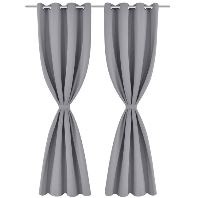 mørklægningsgardiner 2 stk. med metalsnøreringe 135x175 cm grå