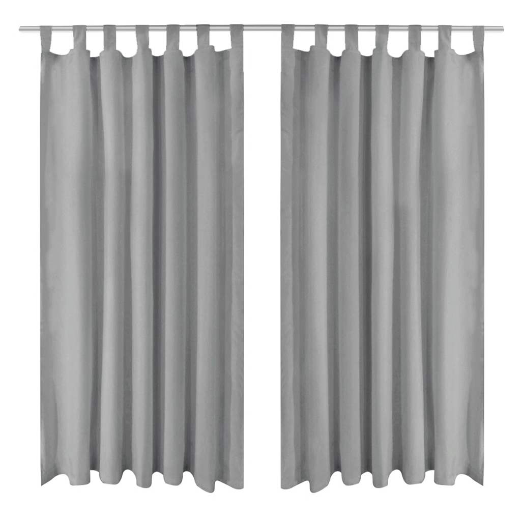 gardiner i mikro-satin 2 stk. med løkker 140 x 175 cm grå