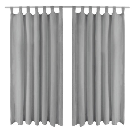 gardiner i mikro-satin 2 stk. med løkker 140 x 225 cm grå