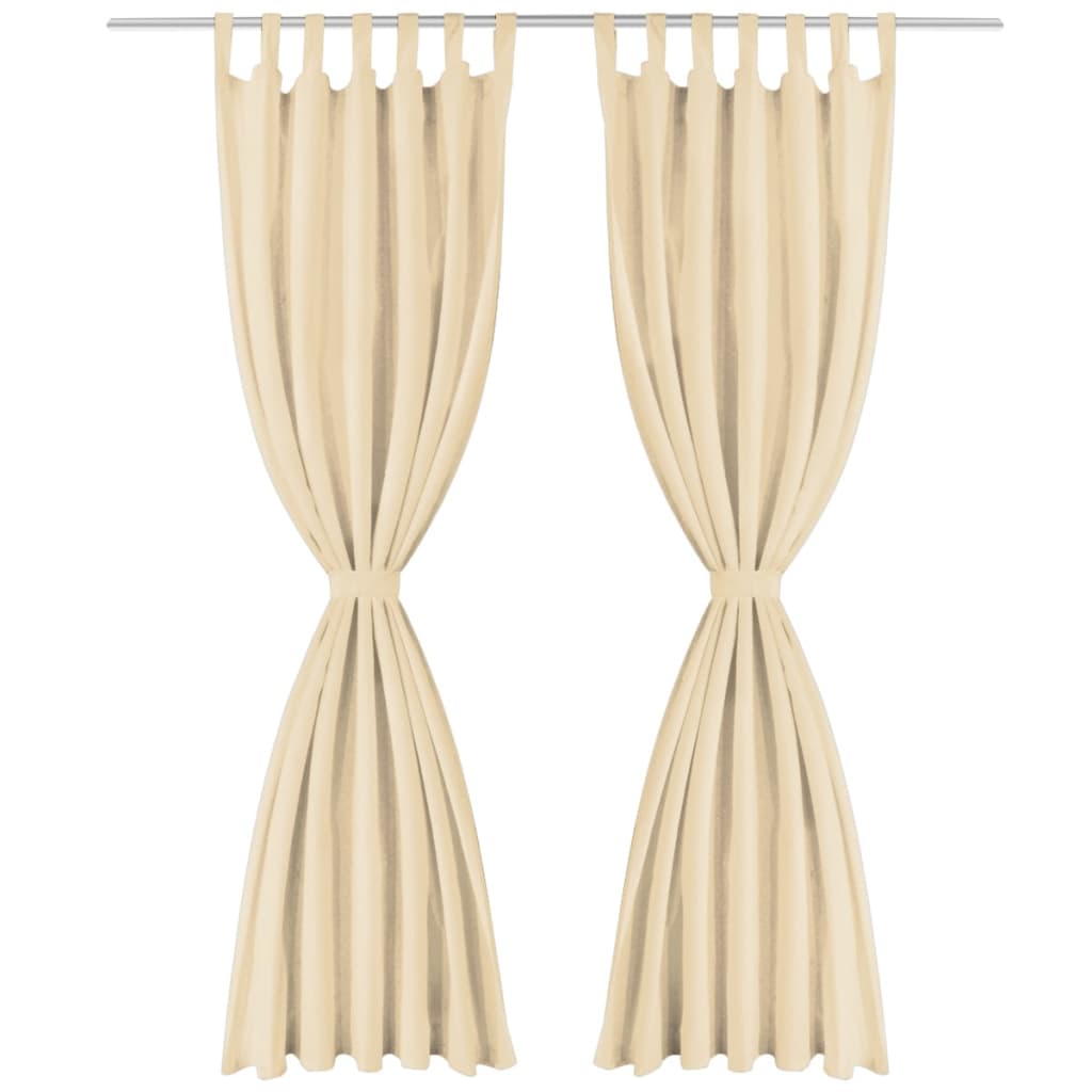 gardiner i mikro-satin 2 stk. med løkker 140 x 175 cm beige