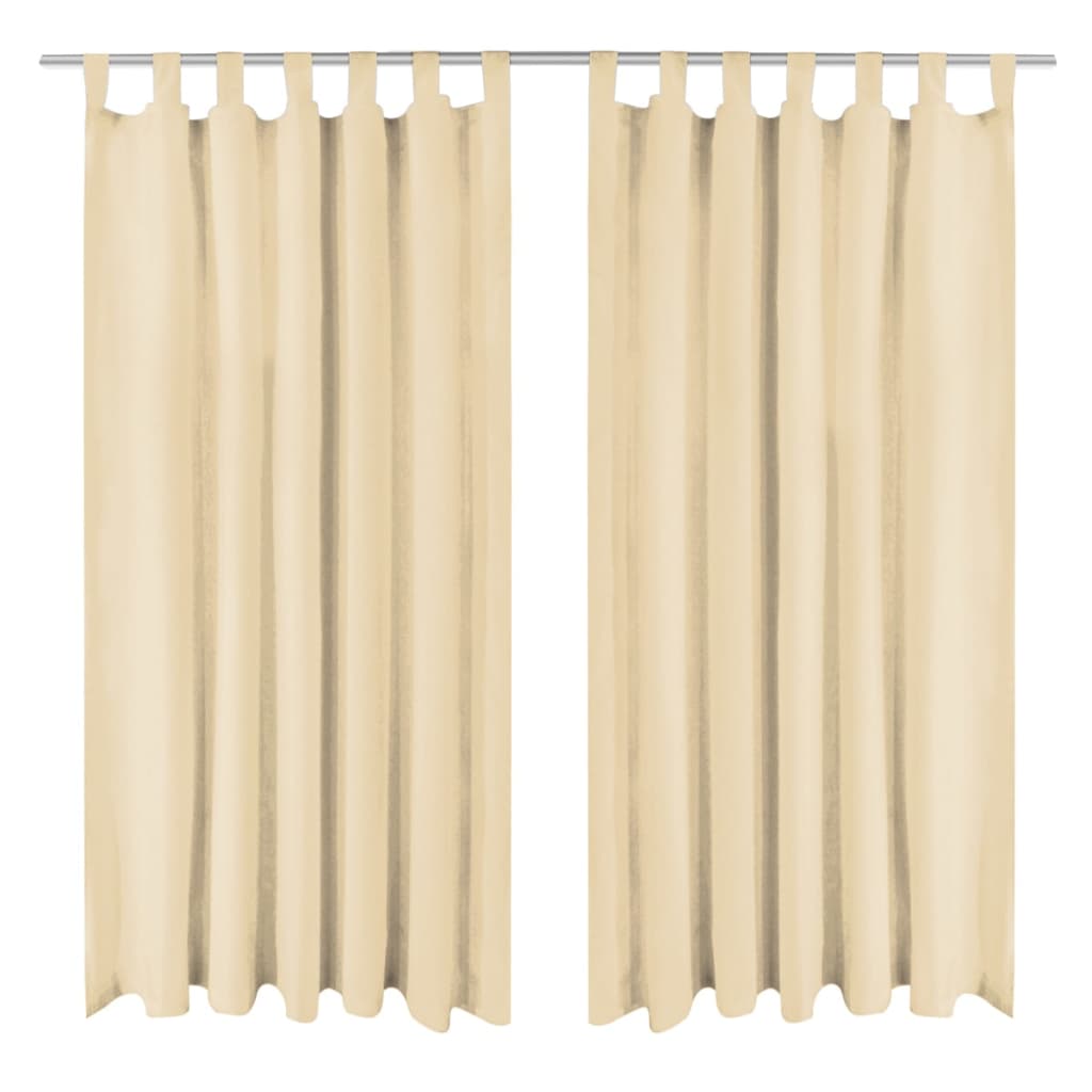 gardiner i mikro-satin 2 stk. med løkker 140 x 225 cm beige