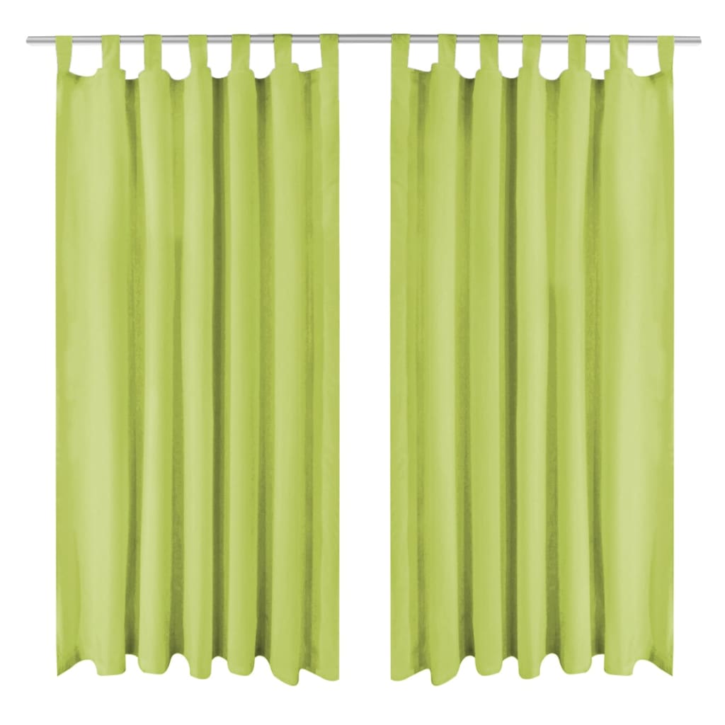 gardiner i mikro-satin 2 stk. med løkker 140 x 245 cm grøn