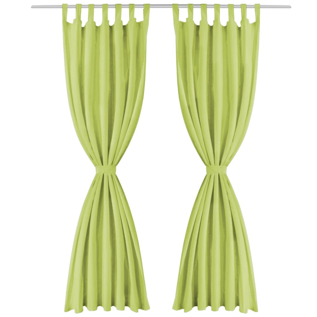 gardiner i mikro-satin 2 stk. med løkker 140 x 245 cm grøn