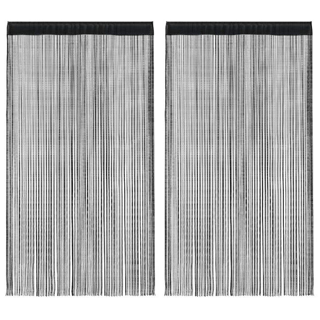 trådgardiner 2 stk. 100 x 250 cm sort