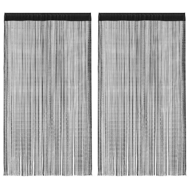 trådgardiner 2 stk. 100 x 250 cm sort