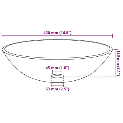 håndvask hærdet glas 42 cm brun