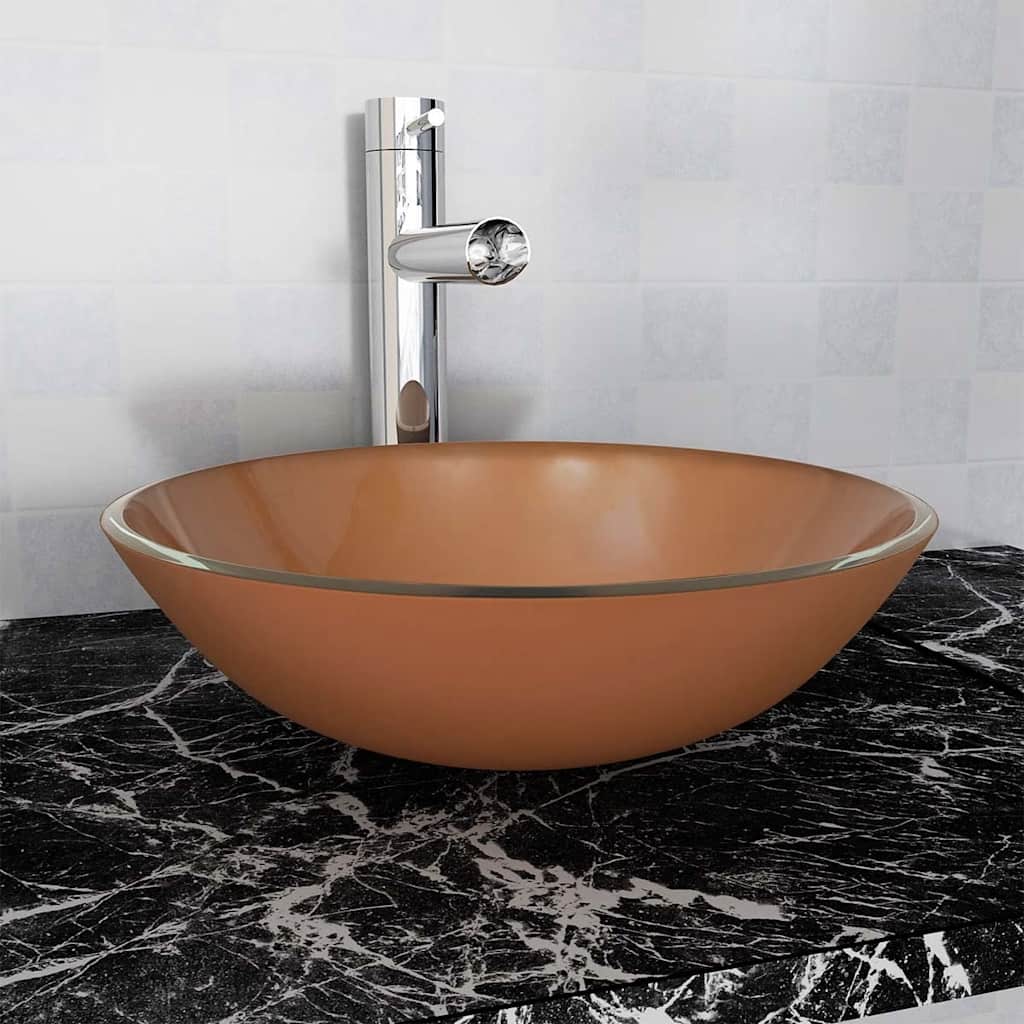 Håndvask Hærdet Glas 42 Cm Brun - Vidaxl