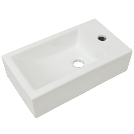 rektangulær håndvask med hul til vandhane keramik 46x25,5x12 cm hvid