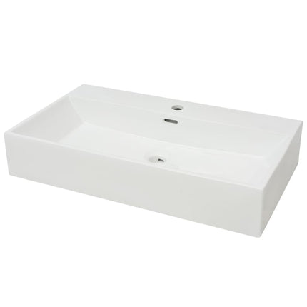 håndvask med hul til vandhane keramik 76x42,5x14,5 cm hvid