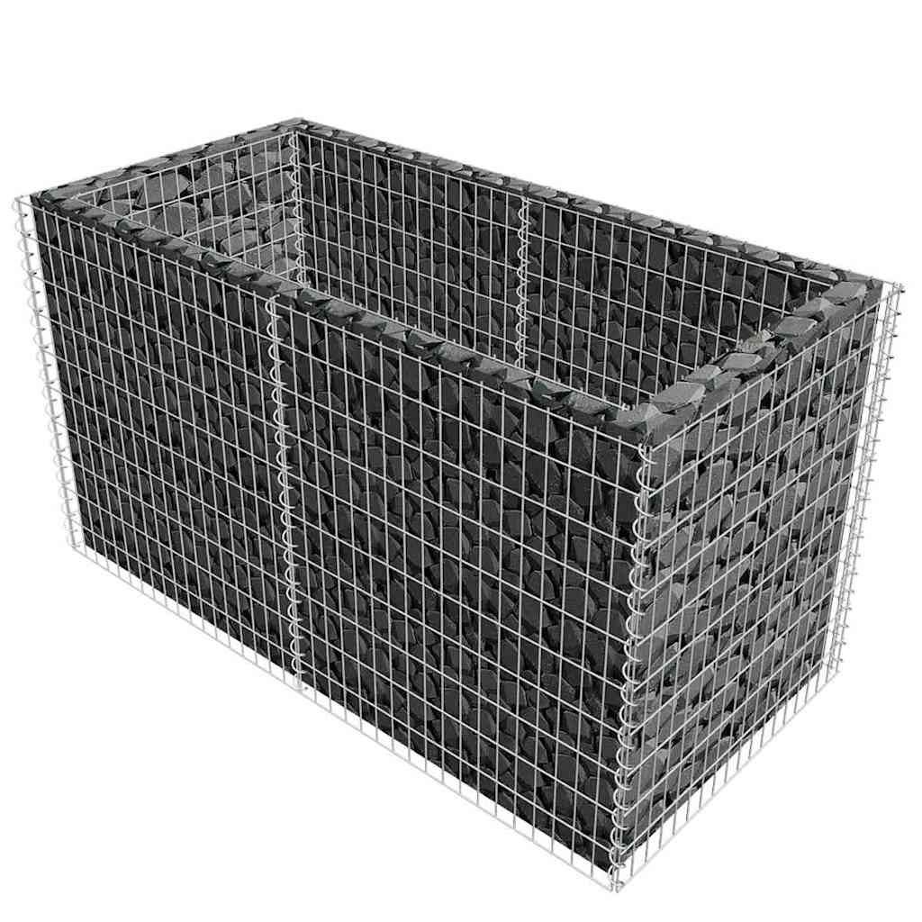 gabion-højbed stål 180x90x100 cm sølvfarvet
