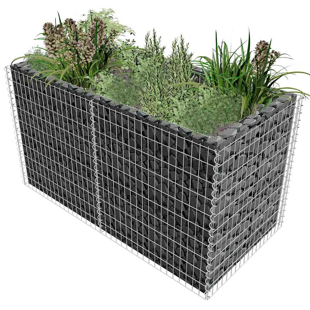 gabion-højbed stål 180x90x100 cm sølvfarvet