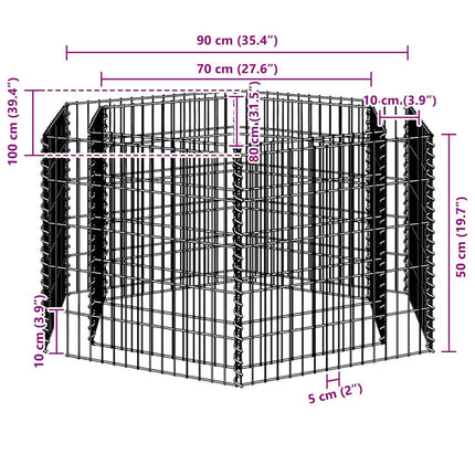 sekskantet gabion-højbed 100x90x50 cm