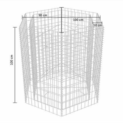 sekskantet gabion-højbed 100x90x100 cm