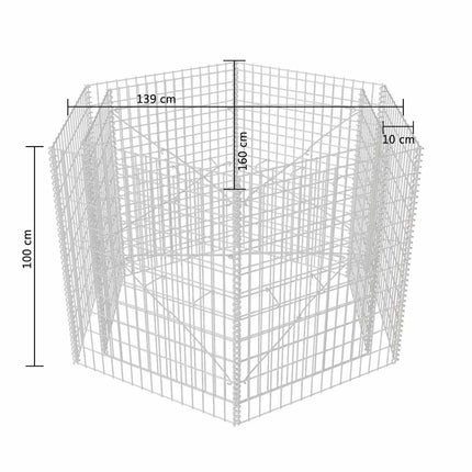 sekskantet gabion-højbed 160x134x100 cm