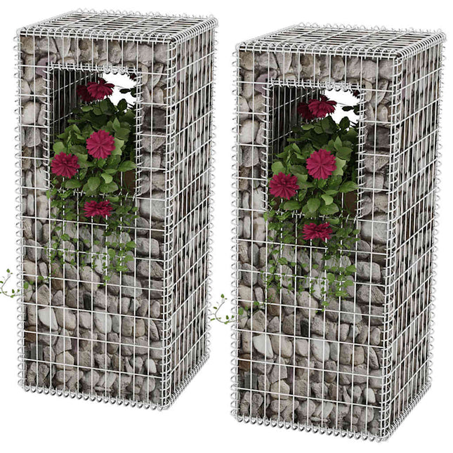 gabionkurv/plantekasser 2 stk. stål 50 x 50 x 120 cm